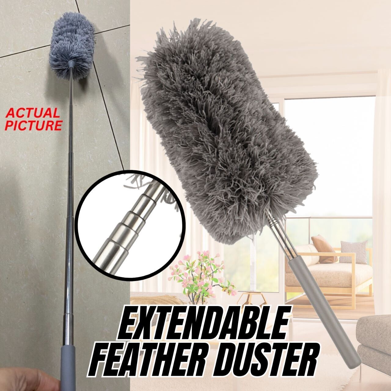 Adjustable Soft Microfiber Feather Duster Dusting